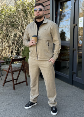 Чоловіча кофта-куртка з преміальної бавовни мокко